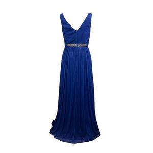 David's Bridal Royal Blue Maxi Dress with Pewter Accent